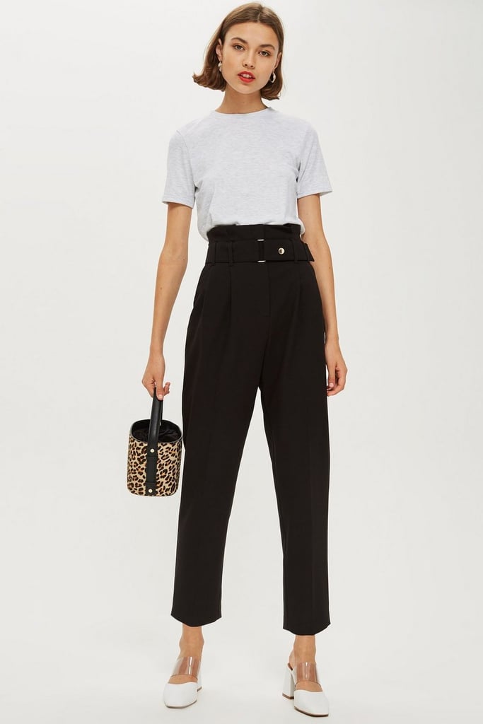 Topshop Popper Waist Peg Trousers | Think You've Had Your Fill of Flirty  Going-Out Tops? You Haven't Seen Emma Stone's Yet | POPSUGAR Fashion Photo  18