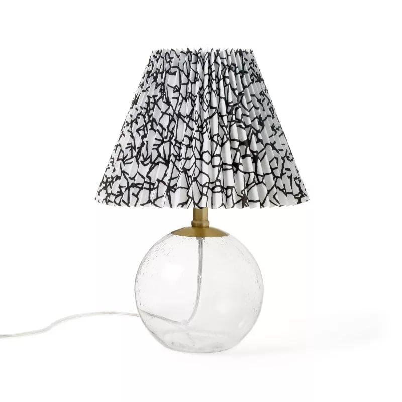 DVF for Target Cracked Glass Black/White Shade Round Accent Table Lamp