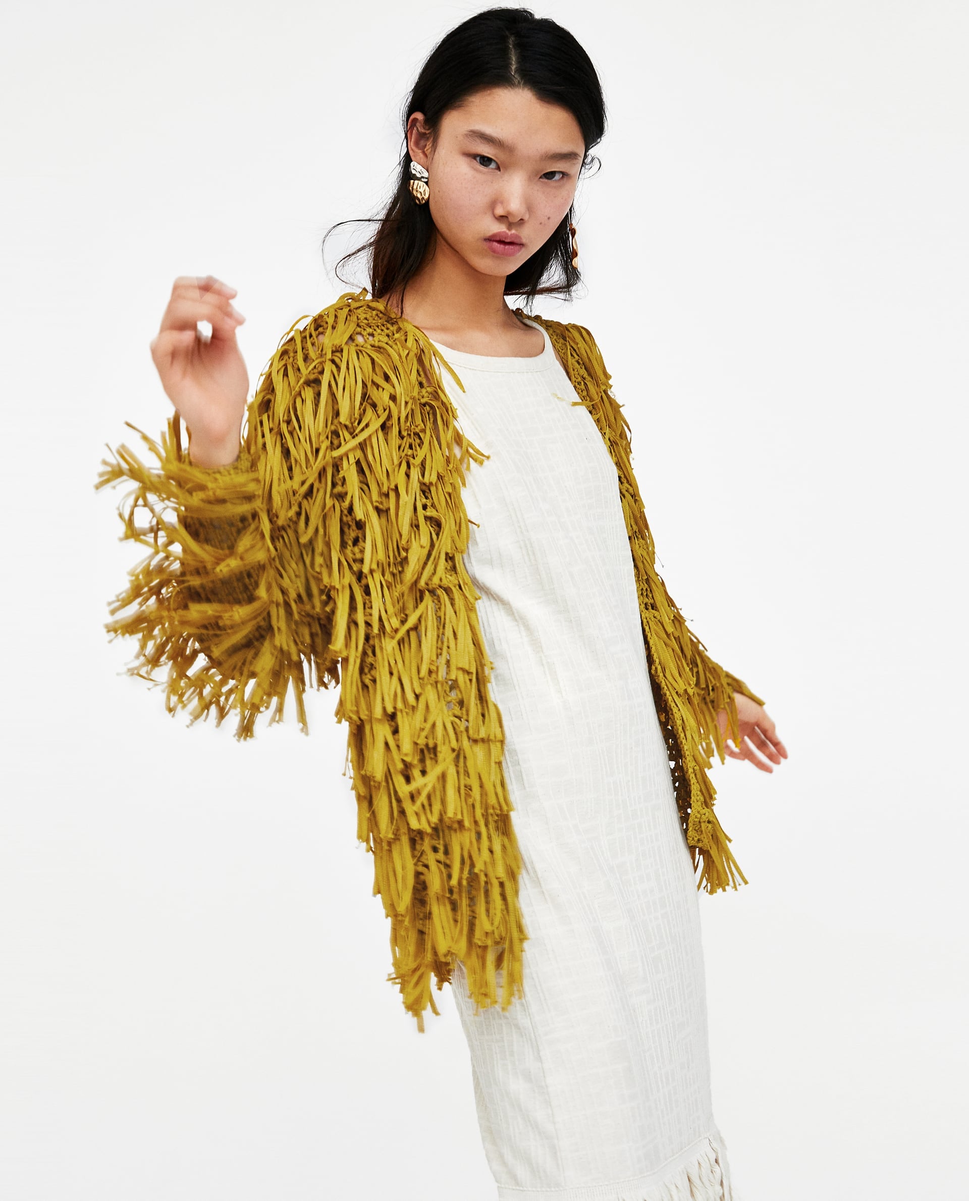 Zara discount fringe cardigan
