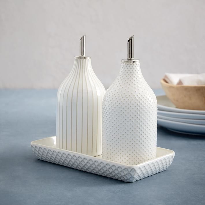 West Elm Textured Stoneware Oil & Vinegar Set