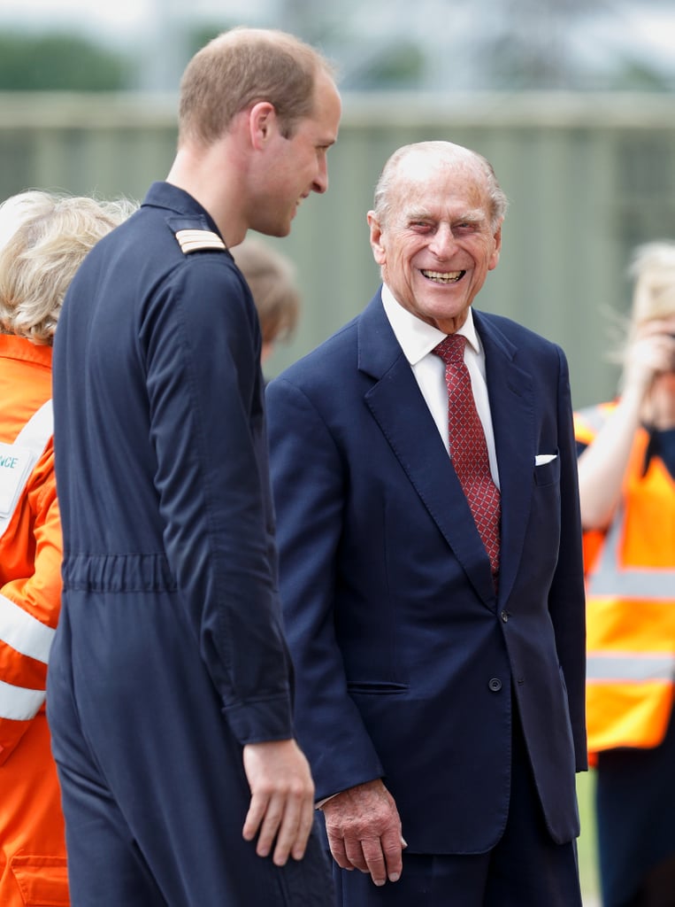 Prince Philip looks up to his 6'3" grandson William.