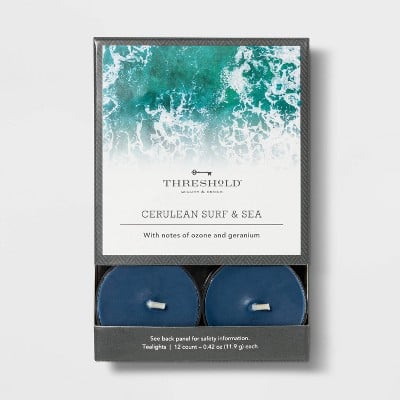 Threshold 12pk Tealight Cerulean Surf and Sea Candle