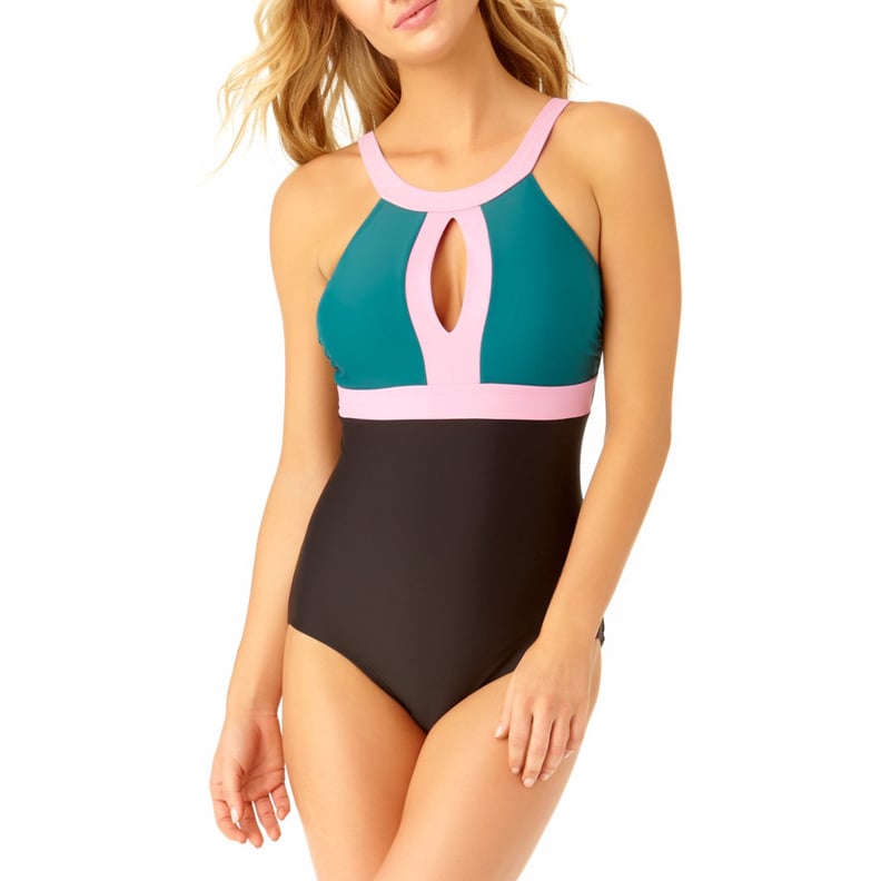 Catalina Color Block High Neck Keyhole One Piece Swimsuit