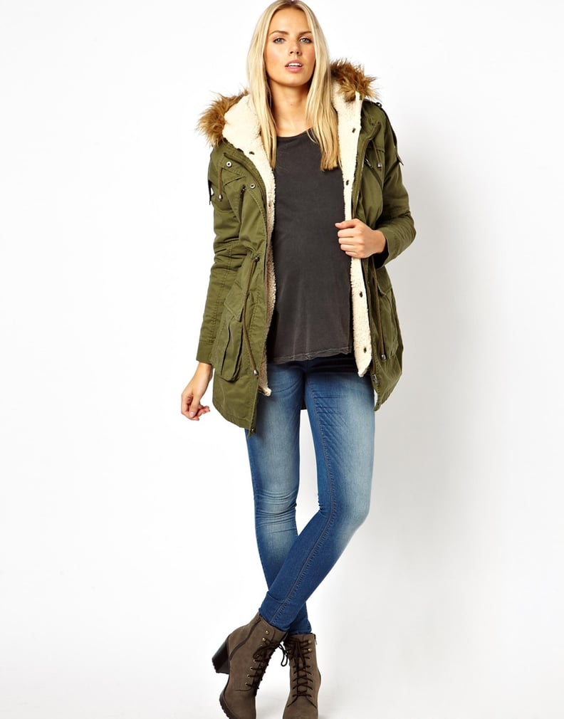 ASOS Maternity Parka With Detachable Faux Fur Lining