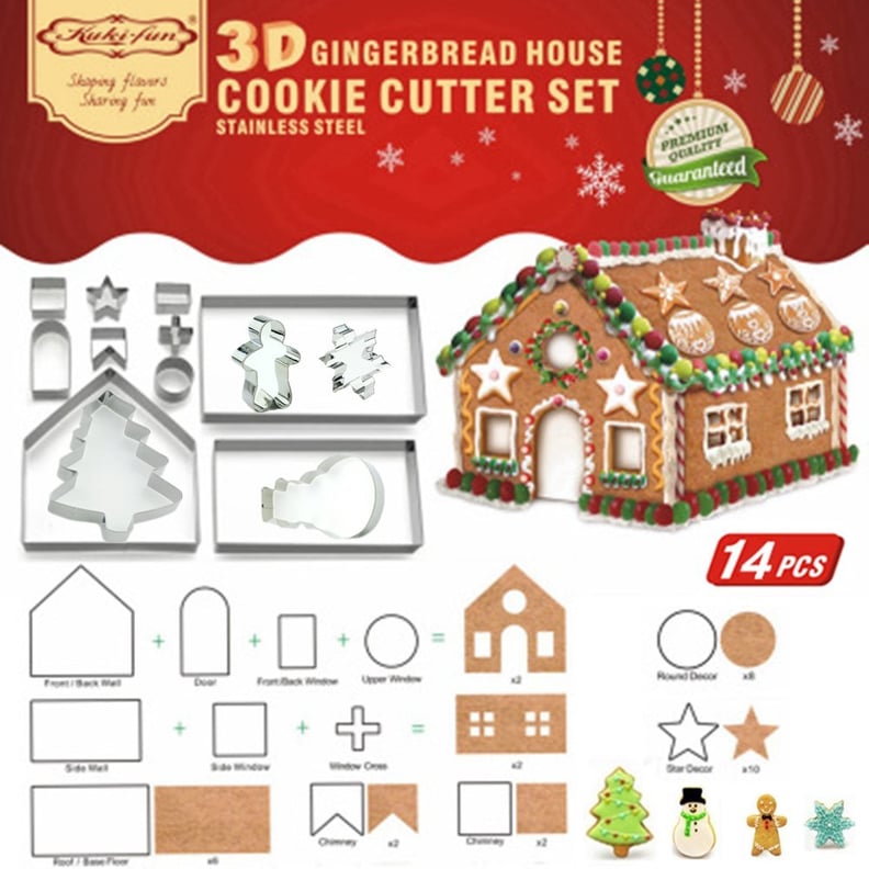 3D Christmas Gingerbread House Cookie Cutter Set