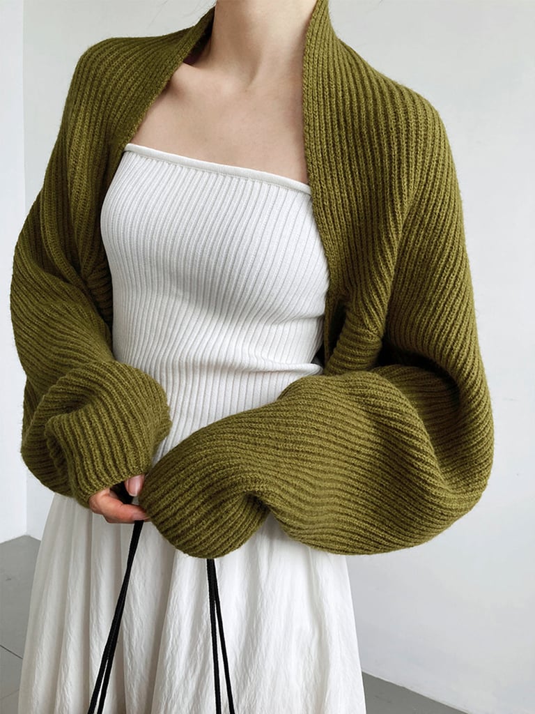 Commense Solid Open-Front Shrug Sweater