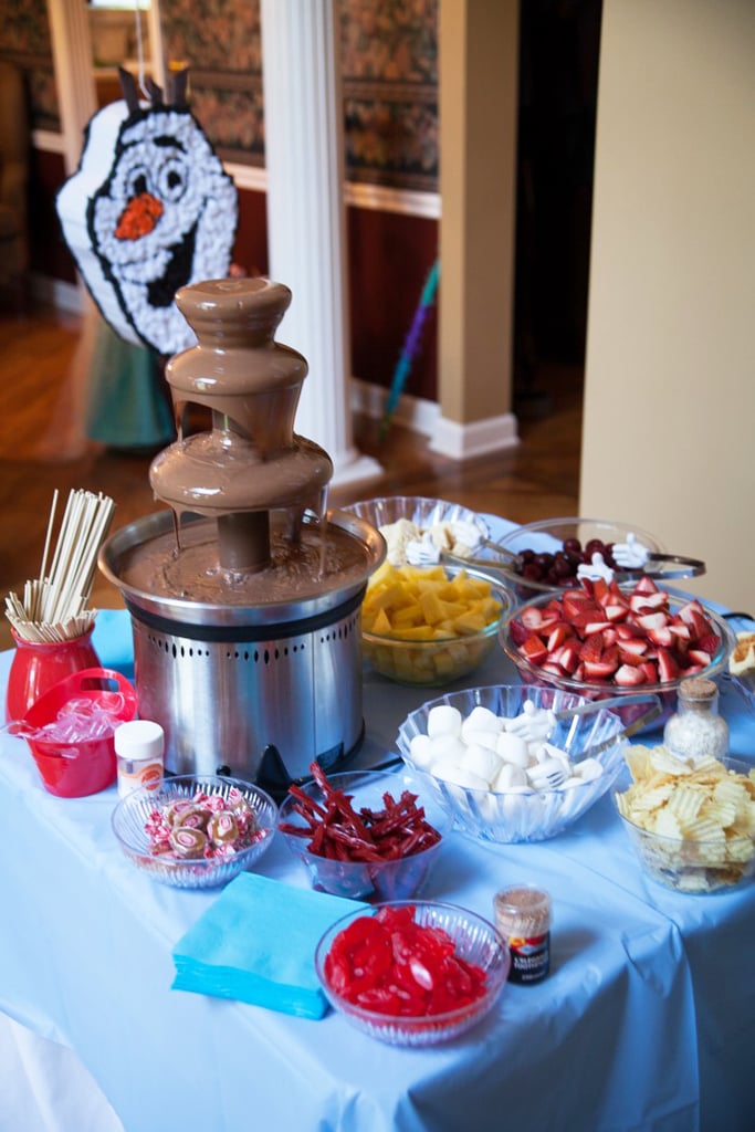 Because chocolate fondue is referenced during the film, Anna made sure to have it available for sweet-toothed guests.