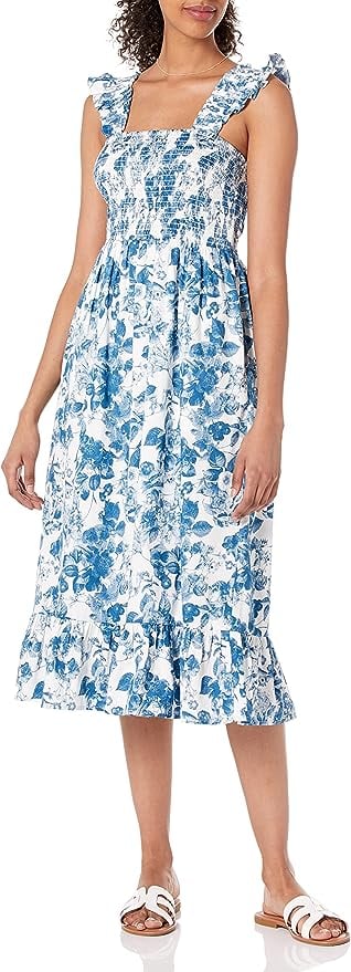 Amazon The Drop Kimi Ruffled-Shoulder Smocked Midi Dress