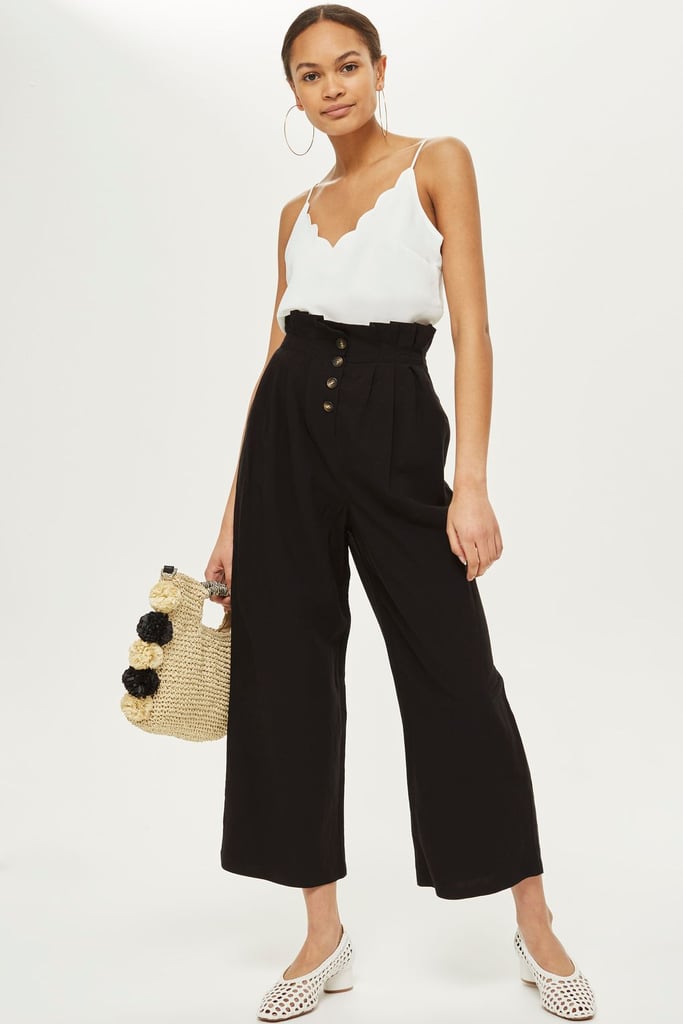 Topshop Cropped Button-Up Trousers | Best High-Waisted Pants 2018 ...