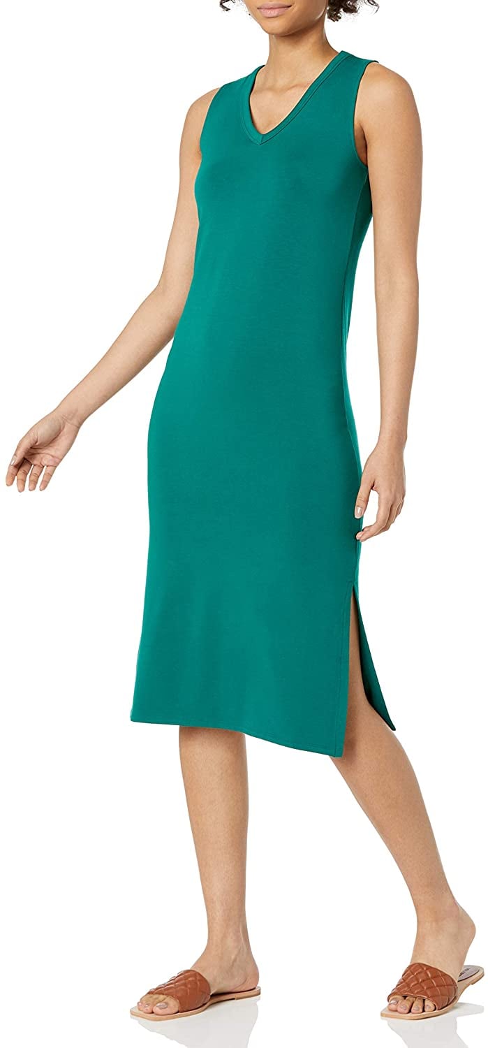For Effortless Style: Daily Ritual Supersoft Terry Relaxed-Fit Sleeveless V-Neck Midi Dress