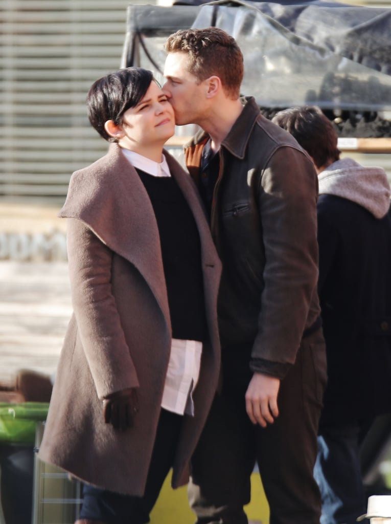 Ginnifer Goodwin got a kiss from Josh Dallas on the set of Once Upon a Time in Vancouver on Thursday.