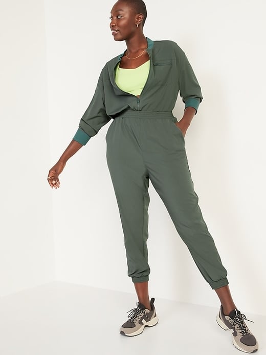 StretchTech Cropped Zip Bomber Jumpsuit