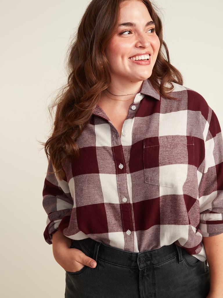 Try the Old Navy Plaid Flannel No-Peek Boyfriend Plus-Size Shirt