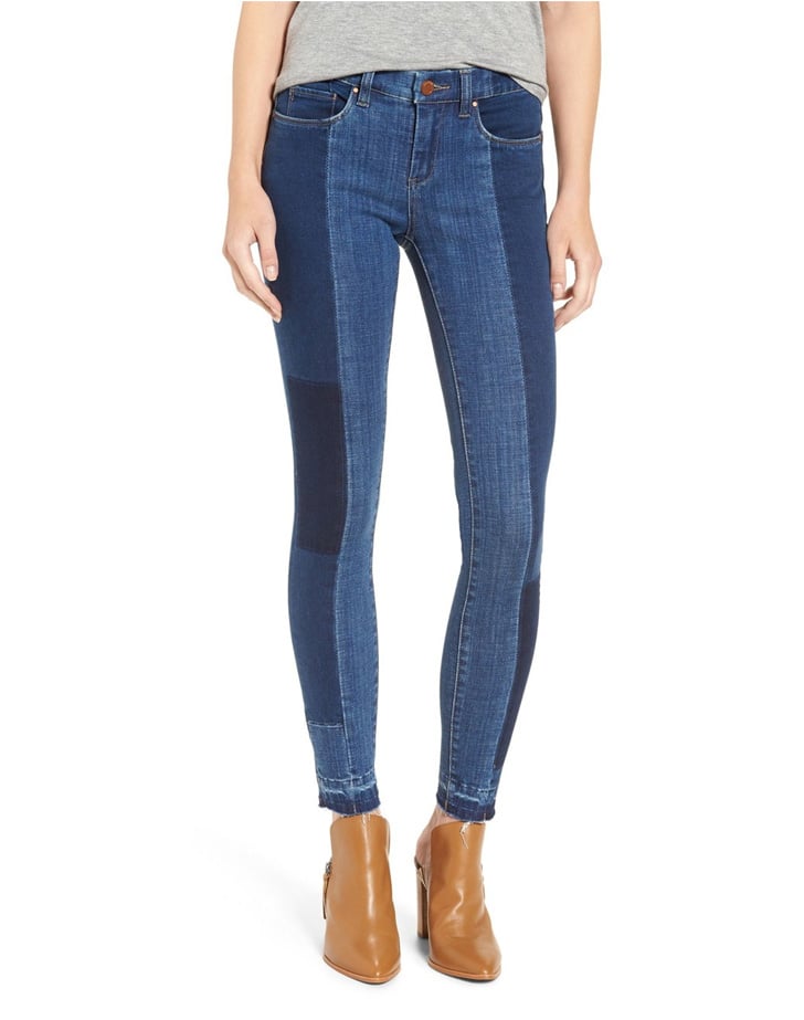 Colour block skinny jeans clearance