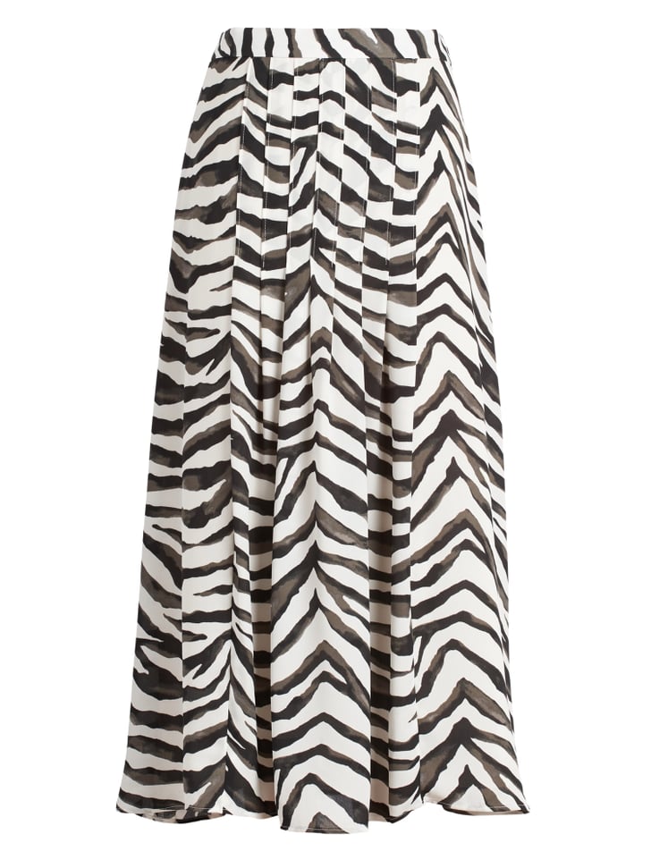 Zebra Pleated Midi Skirt Best Clothes and Accessories For Women at