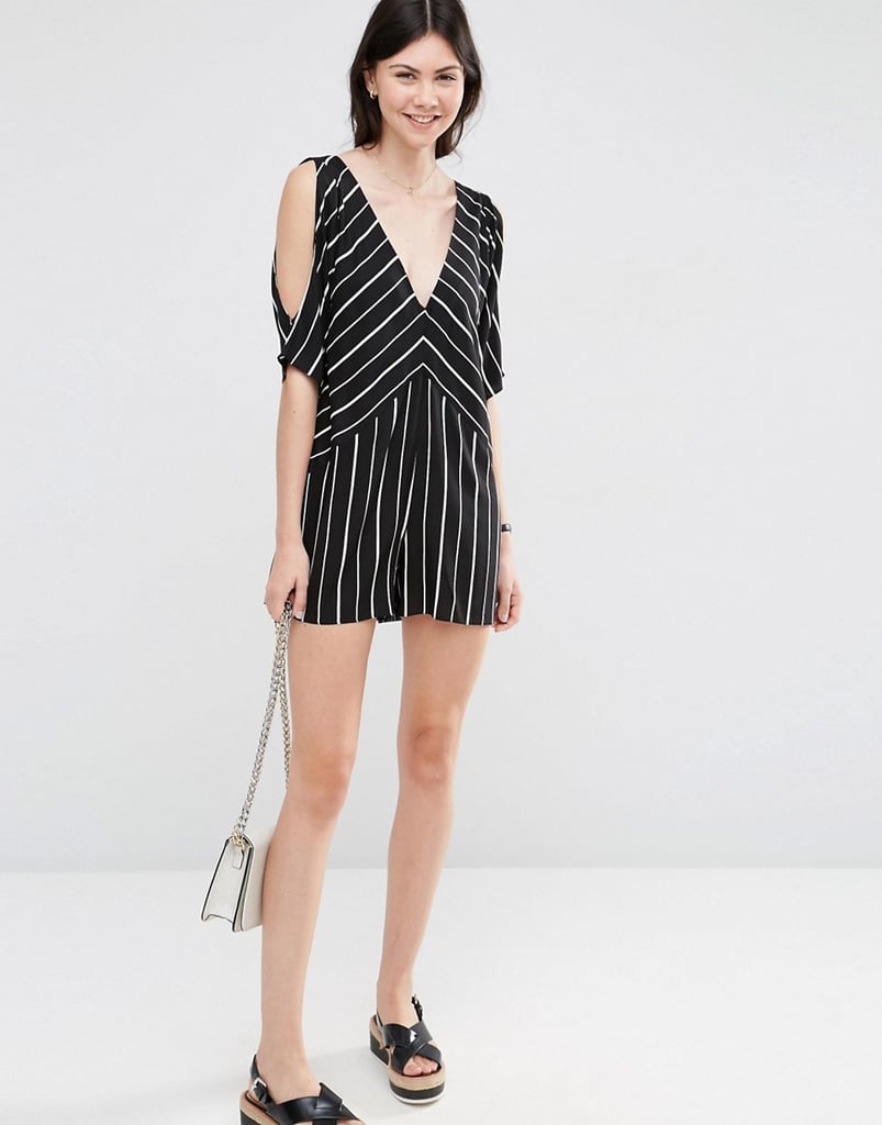 ASOS Stripe Cold Shoulder Romper ($57)