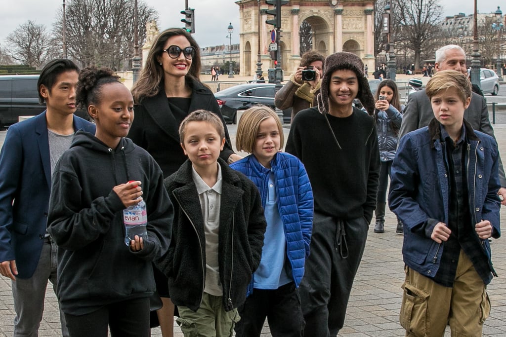 Angelina Jolie and Kids at the Louvre in Paris January 2018