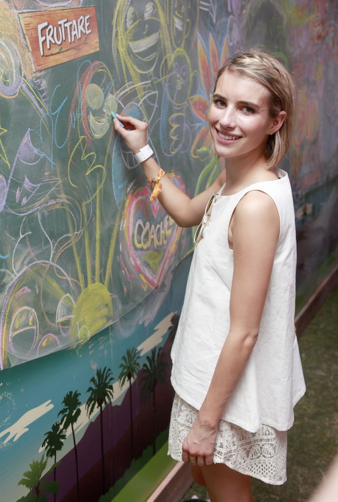 Emma Roberts had fun with chalk.