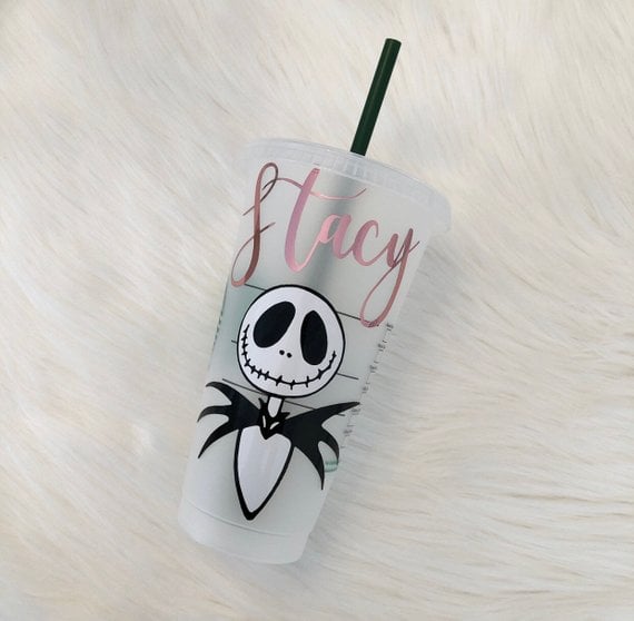 Jack Skellington Personalized Iced Coffee Cup