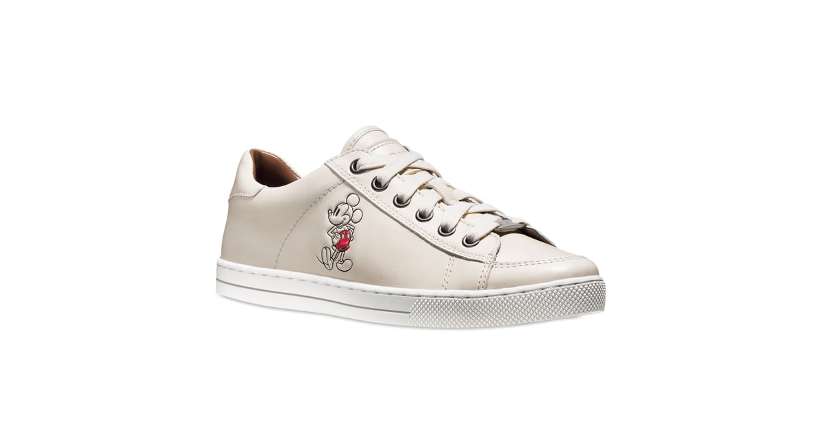 mickey satin and leather trainer