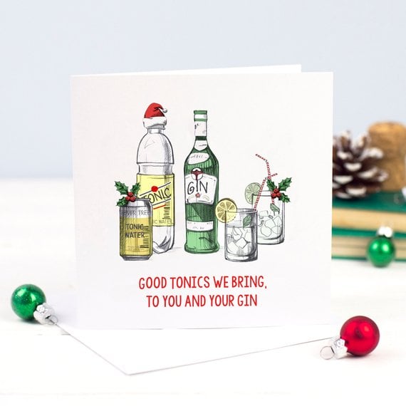 Funny Gin Christmas Card