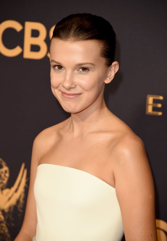 Millie Bobby Brown in White Calvin Klein Dress at 2017 Emmys