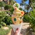 Disney's Aulani Resort Has a Pineapple Ice Cream Treat Topped With Sugar Seashells and Hawaiian Flowers
