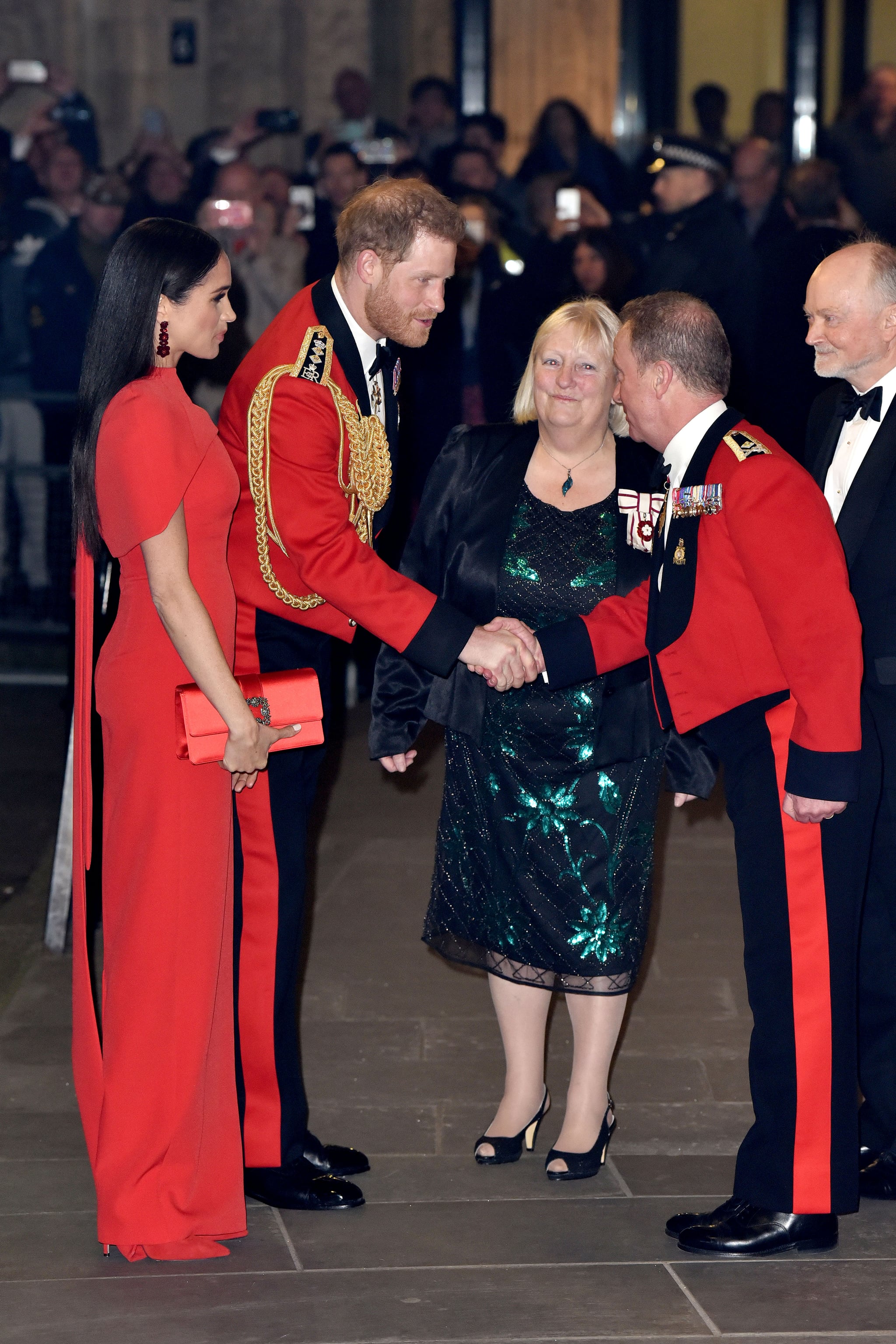 Meghan Markle At The Mountbatten Festival Of Music Meghan Markle S Red Safiyaa Dress At Mountbatten Festival Popsugar Fashion Uk Photo 21