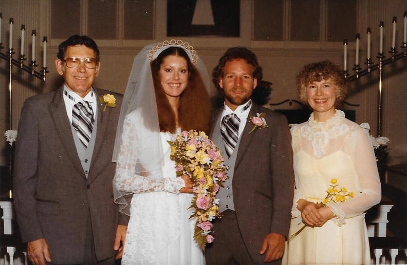 Susan wearing the dress at her wedding ceremony.