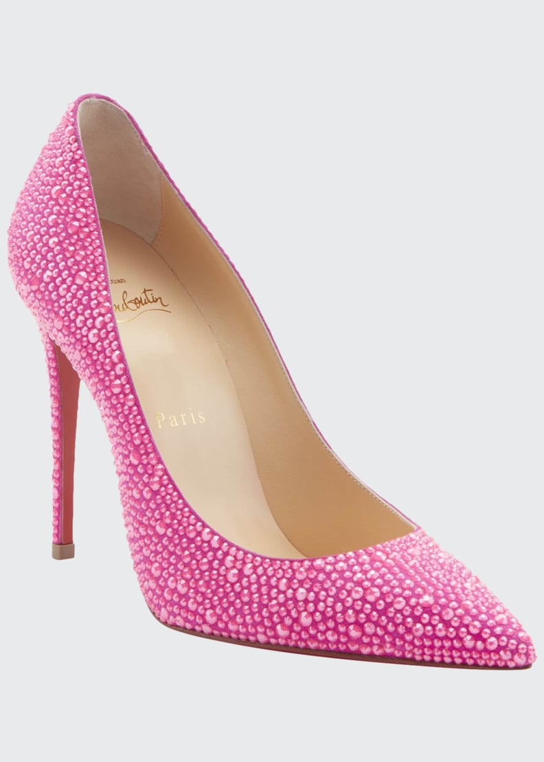 Christian Louboutin Kate Pink Crystal Cocktail Red Sole Pumps
