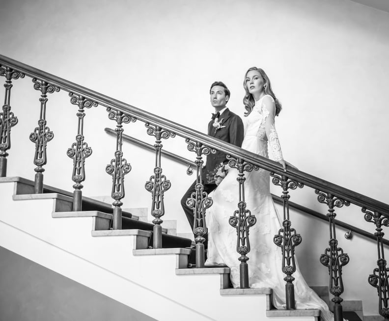 Carolina Climbed a Vintage-Inspired Staircase in Her Lace Dress