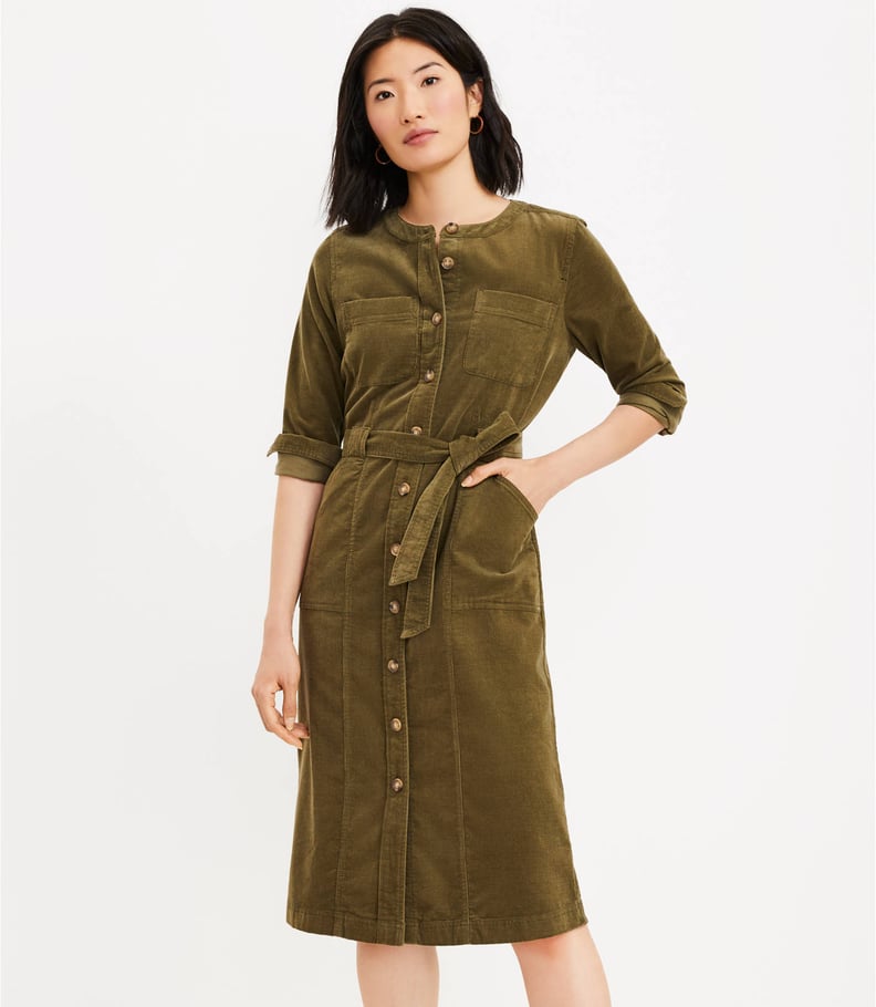 Loft Corduroy Pocket Shirtdress