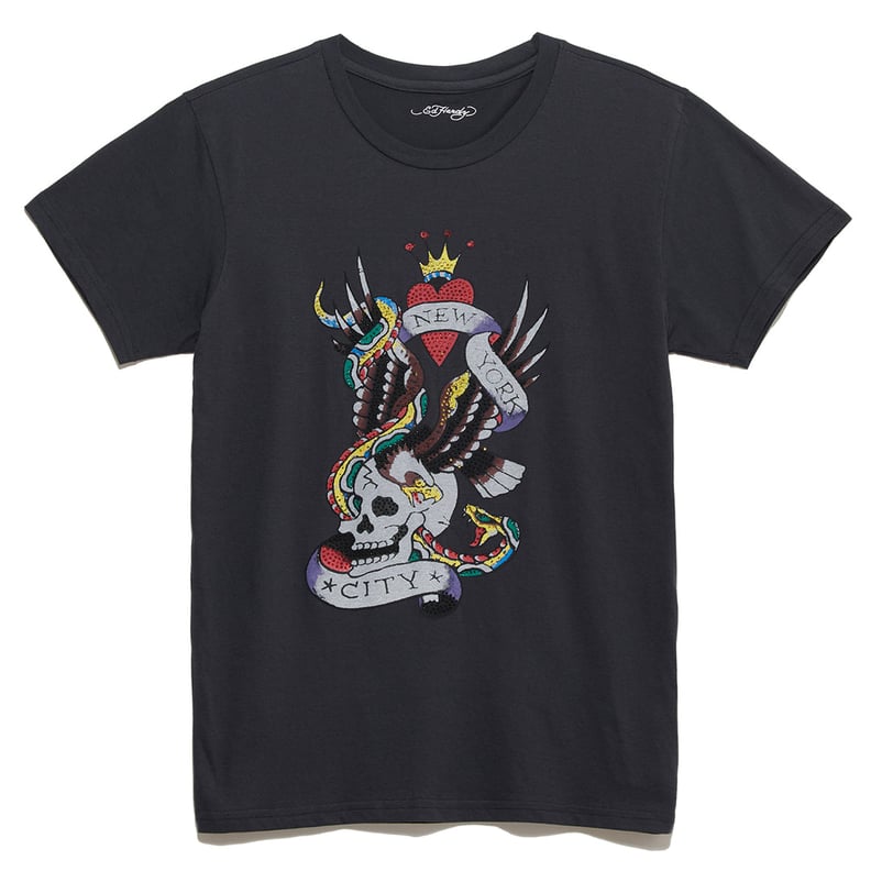 Ed Hardy Rhinestone NYC Skull Tee