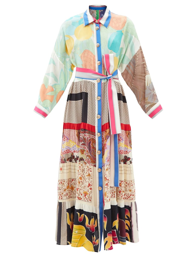 Rianna + Nina One-of-a-Kind Volant Patchwork-Silk Maxi Shirt Dress ($2,814)