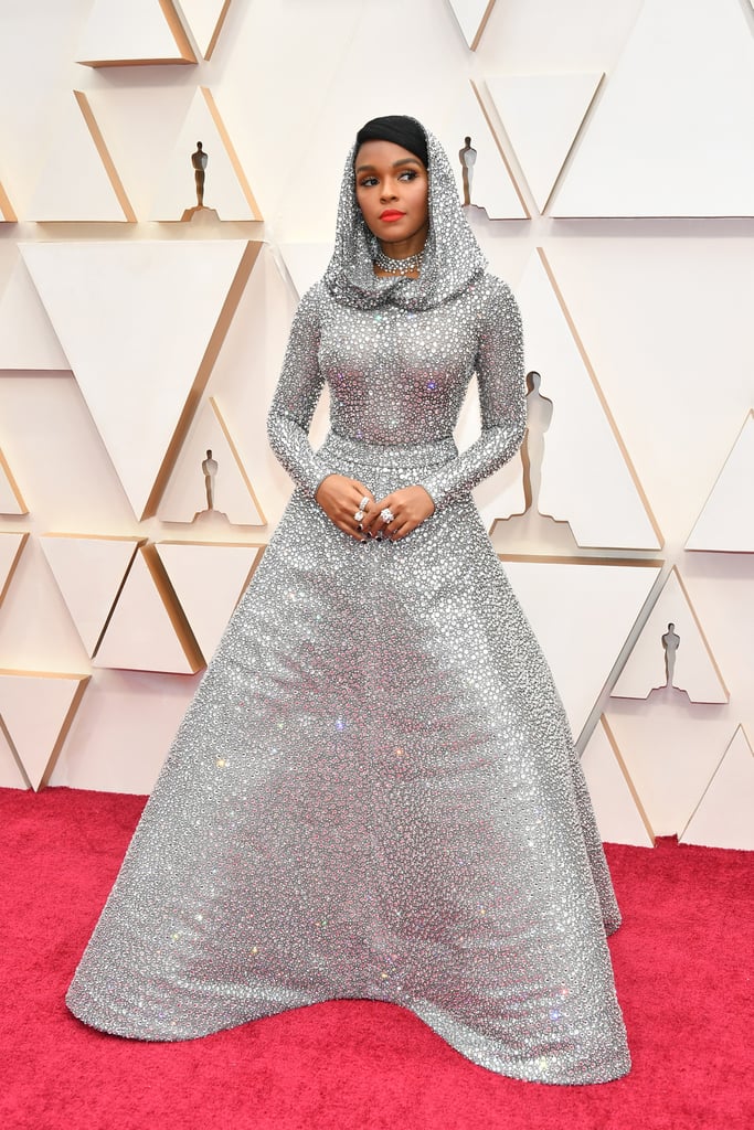 Janelle Monae Silver Cape Ralph Lauren Dress at Oscars 2020