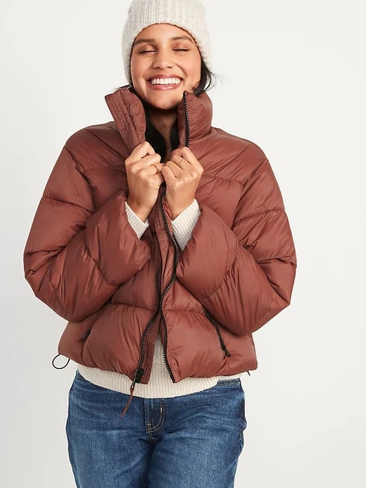 Old Navy Water-Resistant Frost Free Short Puffer Jacket in Trident Maple