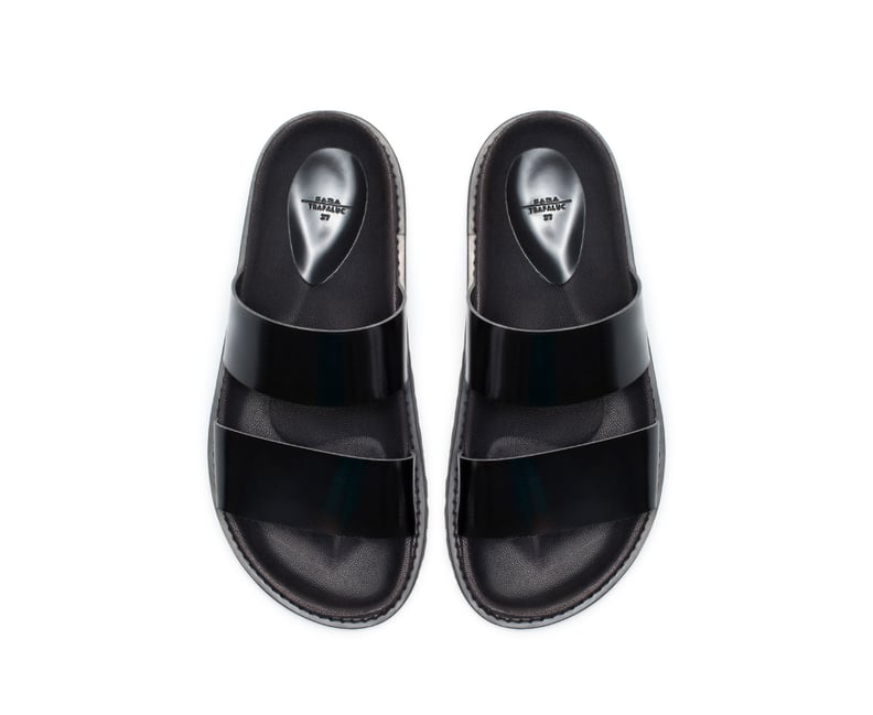 Zara Double Strap Black Sandals