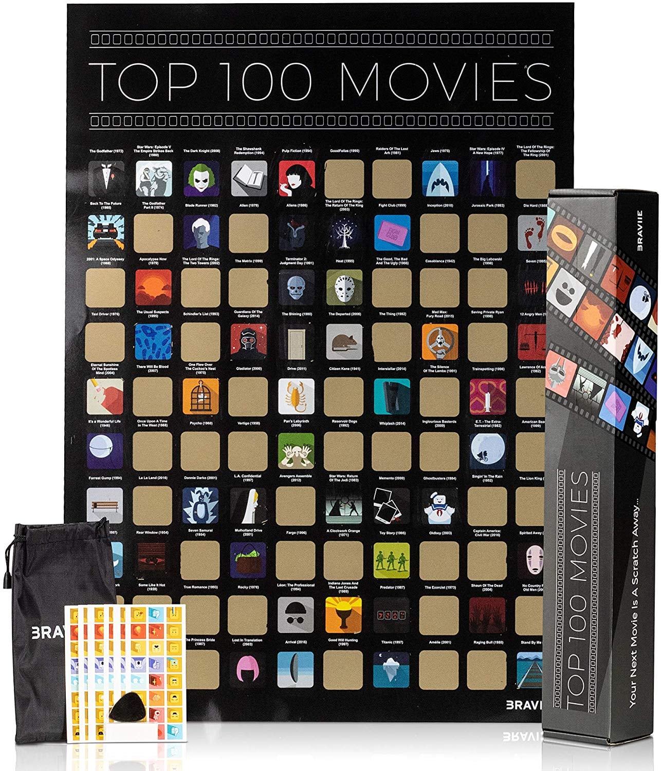 100 Movies Scratch Off Poster, Movie Scratch Off Poster