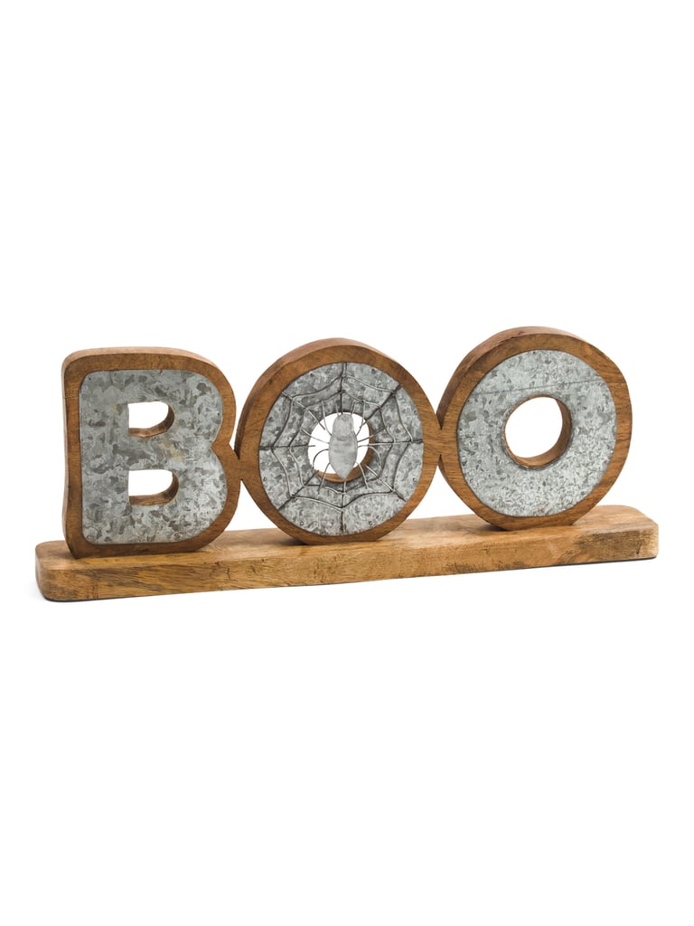 Wood and Galvanized Metal Boo Table Decor