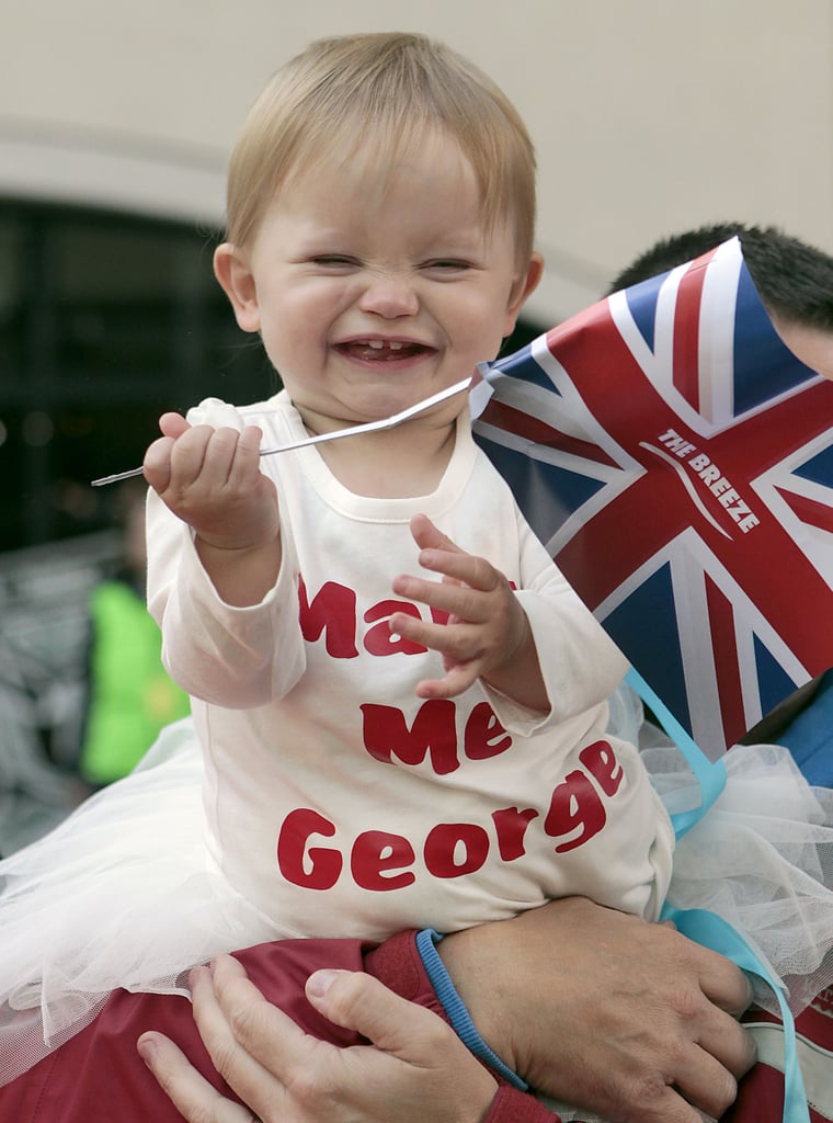 Little Girl Wearing a "Marry Me George" Shirt on Royal Tour
