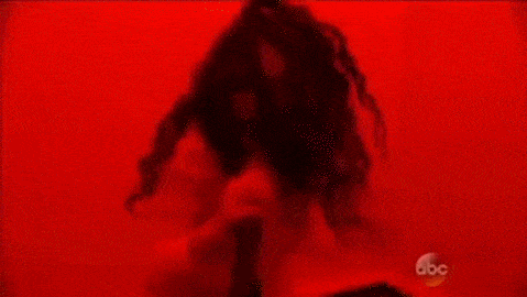 She tossed her hair in her box of emotions during her performance . . .