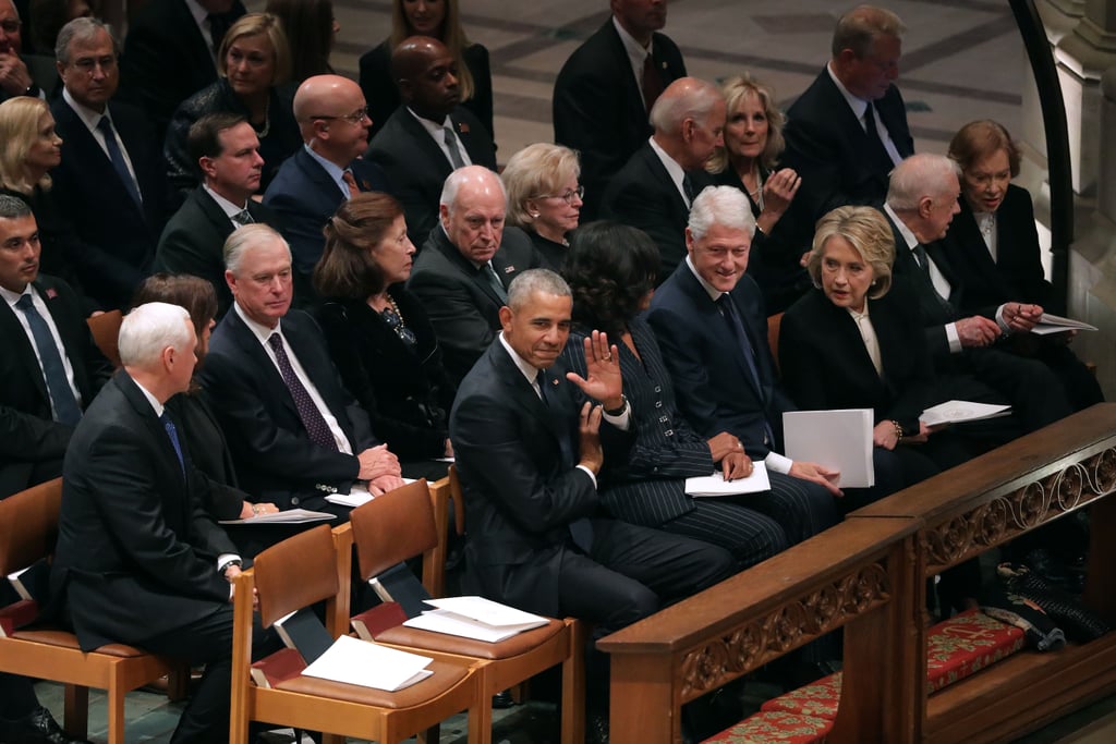George W Bush Gives Michelle Obama Candy at Father's Funeral