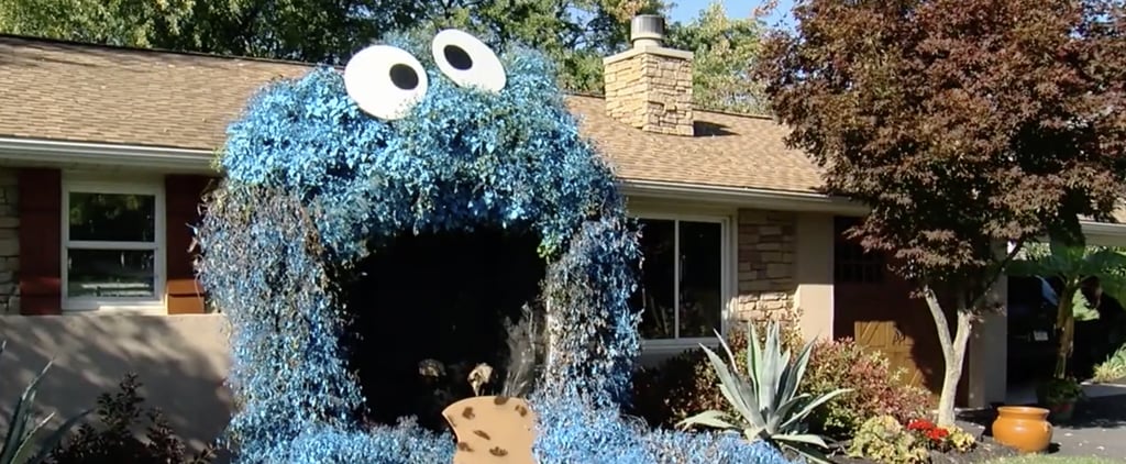 Woman Decorates Front Door to Look Like Cookie Monster