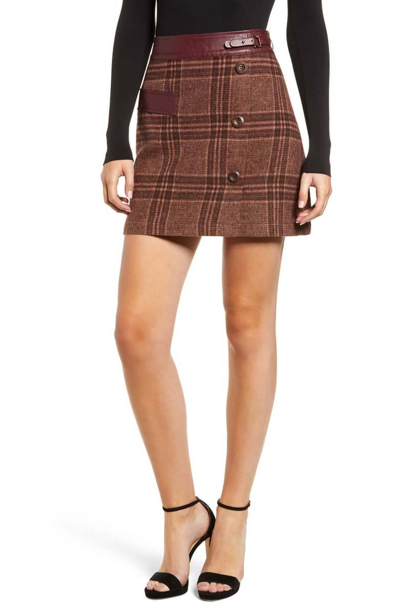 Moon River Plaid Miniskirt