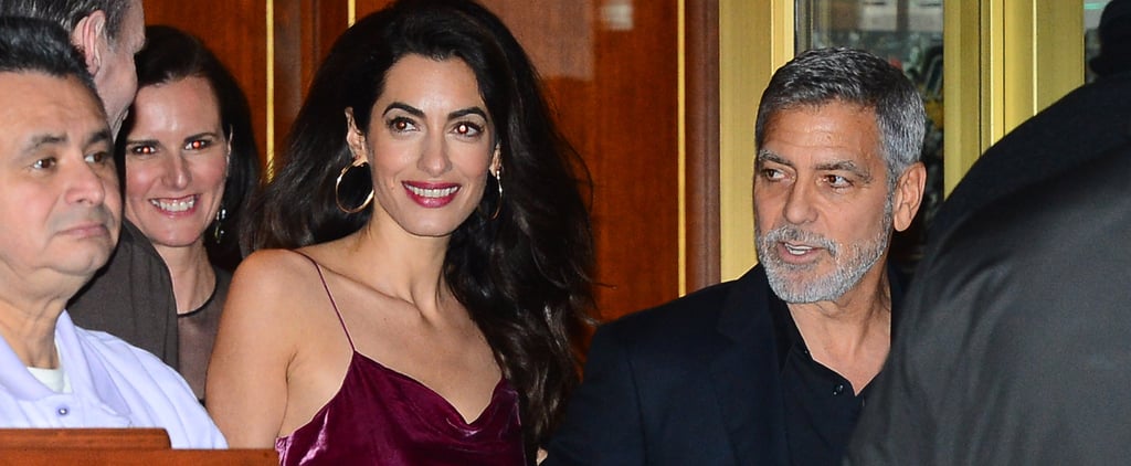 Amal Clooney Red Slip Dress at Jennifer Aniston's Party 2019