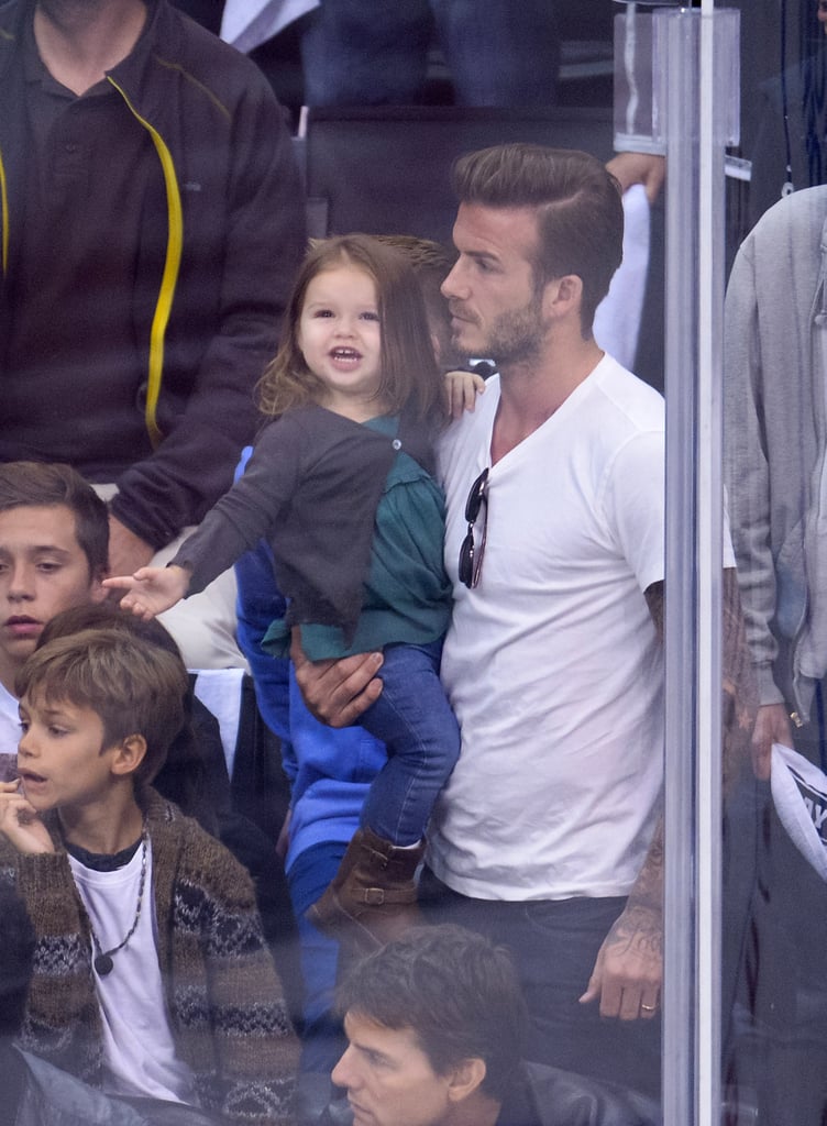 In May 2013, Harper flashed a big smile at an LA Kings hockey game.