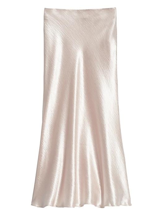 Satin Midi Slip Skirt in Champagne