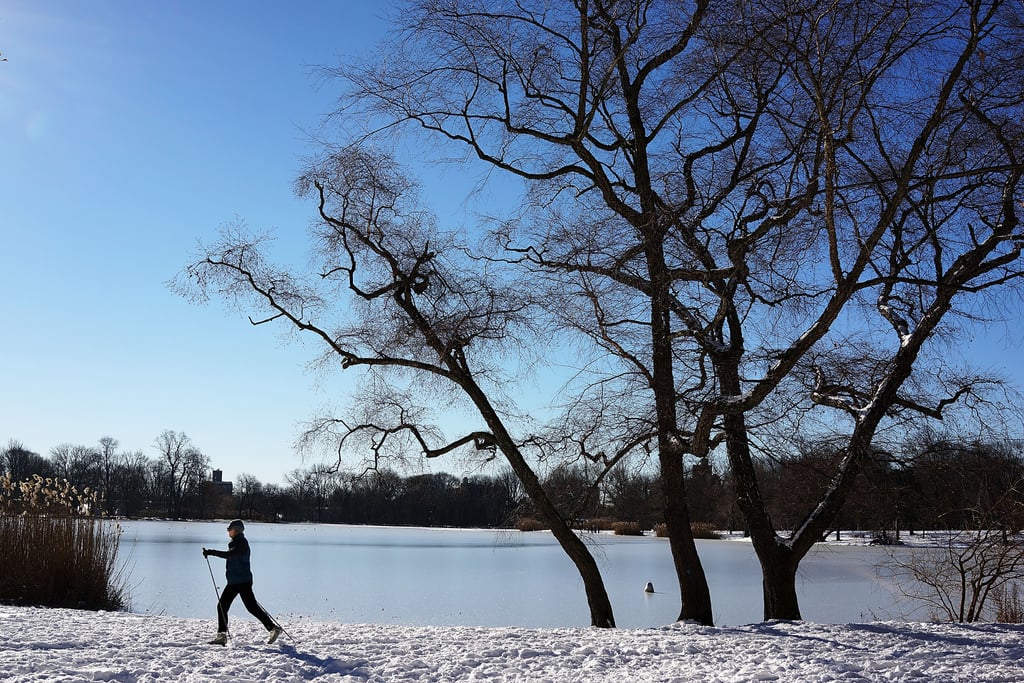 A woman skied her way through Brooklyn's Prospect Park in NYC.
