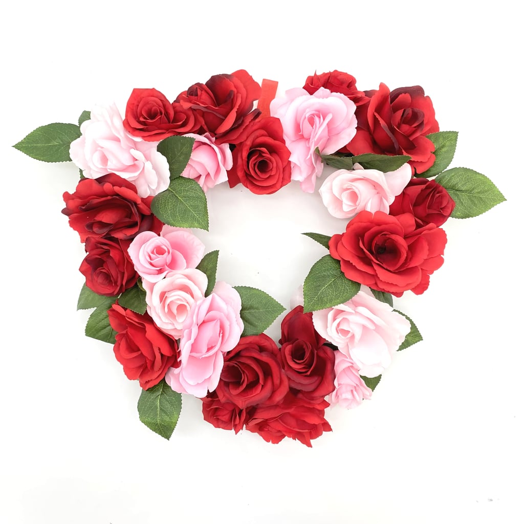 A Floral Wreath: Red & Pink Rose Heart Wreath