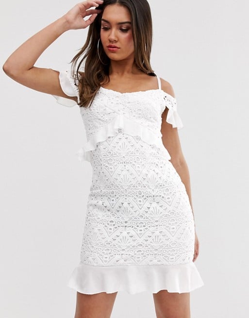 love triangle white lace dress